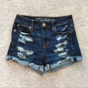 American Eagle Distressed Hi Rise Jean Shorts 0